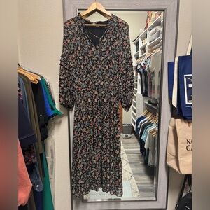 Ralph Lauren Black Georgette Floral Dress